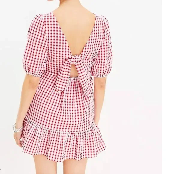 fitted lace wedding dress Red Gingham Polka Dot Sleeveless Dress - Maxi Dresses main image 1